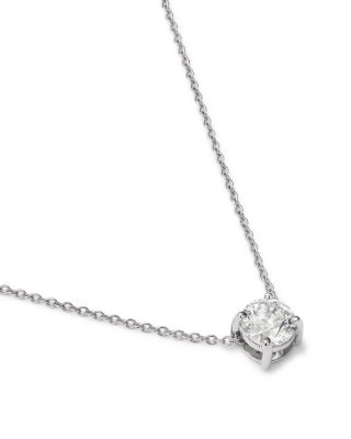 Certified Diamond Solitaire Pendant Necklace in 14K White Gold, 1.0 tcw