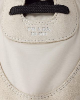Prada Women's Collapse Re-Nylon and Suede Sneakers