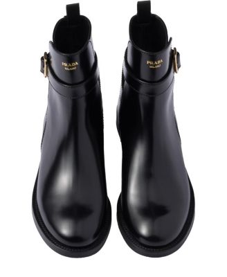  Women's Brushed Leather Ankle Boots with Strap