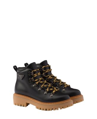 Prada - Women's Leather Laced Booties