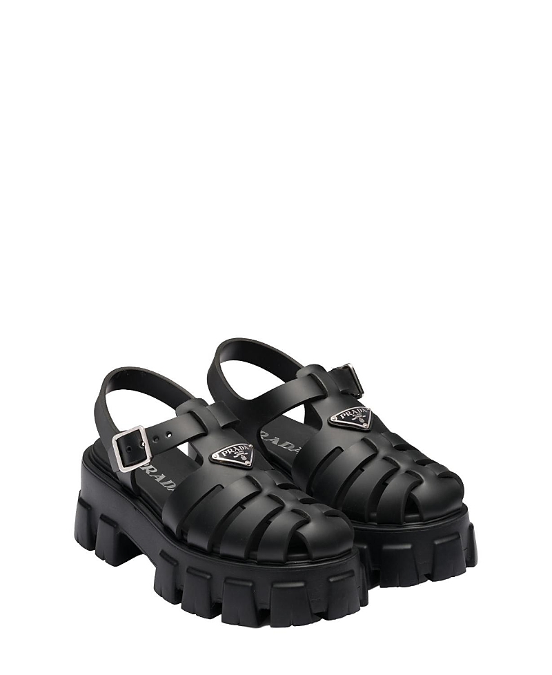 Prada Monolith Sandals In Black