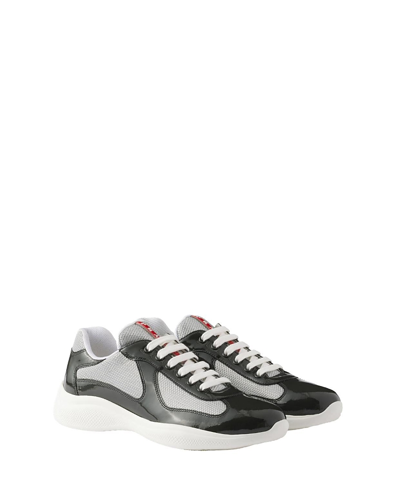Prada Men's Patent Leather and Technical Fabric America's Cup Sneakers