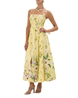 Linen and Silk Floral Corset Dress
