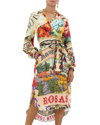 Silk Printed High Low Midi Shirtdress