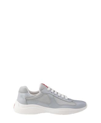 Men's Patent Leather and Technical Fabric America's Cup Sneakers in Grey