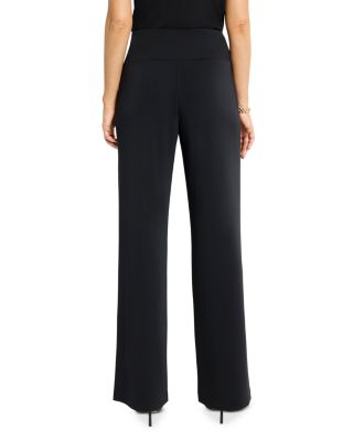 Knit Crepe Cummerbund Wide Leg Pants