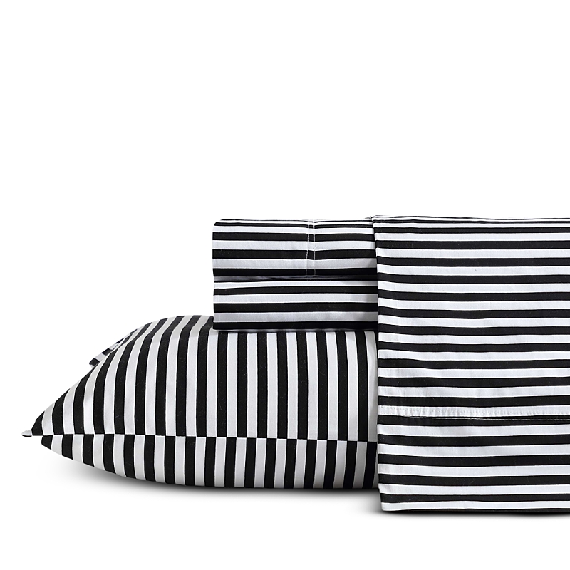 Marimekko Ajo Cotton Percale Four Piece Sheet Set, Full In Black