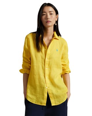 polo ralph lauren yellow dress shirt Polo Ralph Lauren Linen Shirt Pastel Yellow Talla XL
