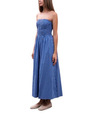 Shirred Poplin Maxi Dress