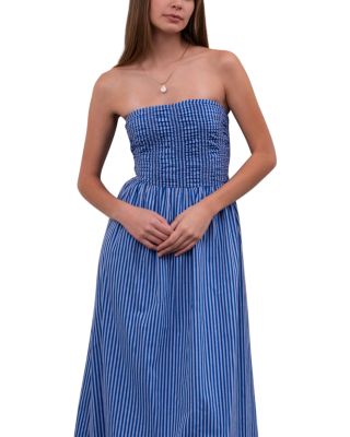 Shirred Poplin Maxi Dress