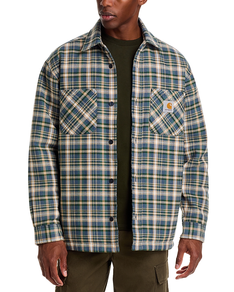 Carhartt Overshirt Jacket With Plaid Pattern And Pockets In Gray