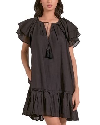 Elan - Short Sleeve Ruffle Baby Doll Dress