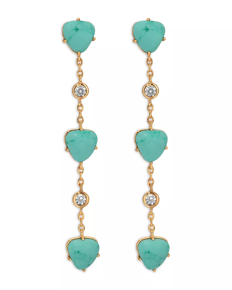 Ettika Turquoise Solstice Turquoise & Cubic Zirconia Linear Drop Earrings