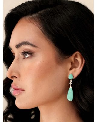 Turquoise Solstice Turquoise & Cubic Zirconia Linear Drop Earrings