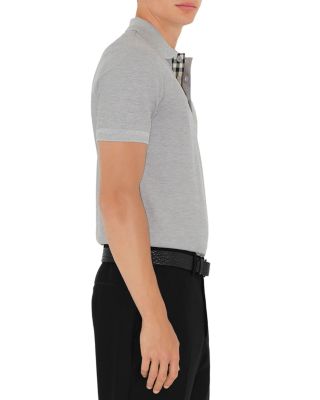 Eddie Cotton Piqu&eacute; Equestrian Knight Embroidered Slim Fit Check Placket Polo Shirt