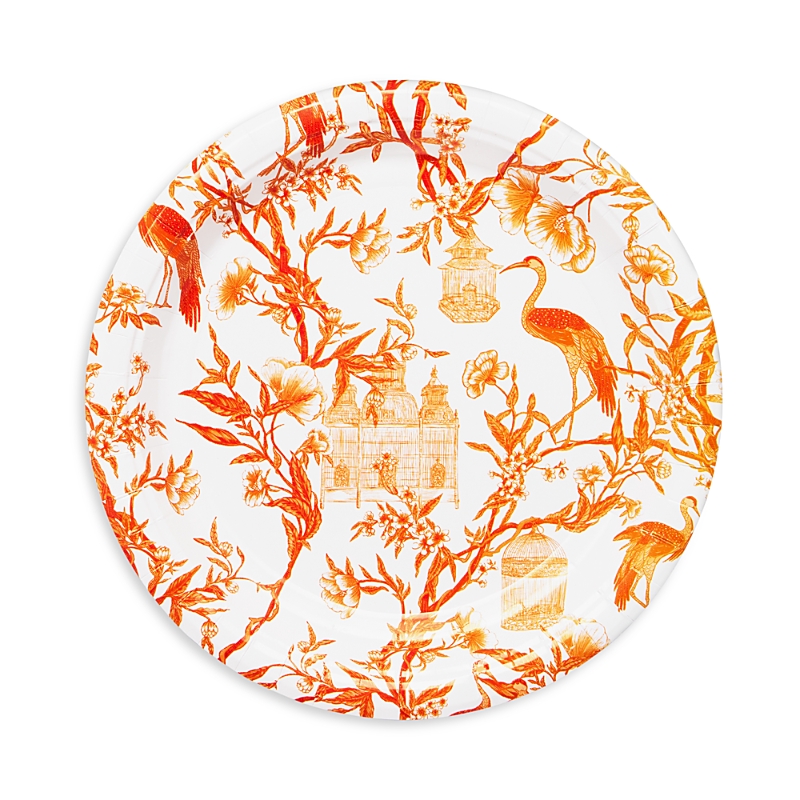 CONIGLIO PALM BEACH CRANES PERSIMMON PAPER DINNER PLATES, 8 PACK