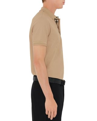 Eddie Cotton Piqu&eacute; Equestrian Knight Embroidered Slim Fit Check Placket Polo Shirt