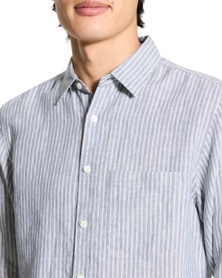  Irving Long Sleeve Linen Shirt in Summer Stripe
