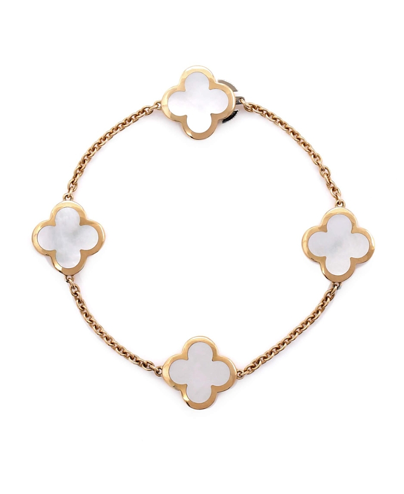 Pre-owned Pre-owned Van Cleef & Arpels Van Cleef & Arpels Pure Alhambra 4 Motifs Bracelet 18k Gold With Mother Of Pearl