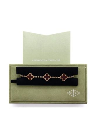 Vintage Alhambra 5 Motifs Bracelet 18K Gold and Carnelian