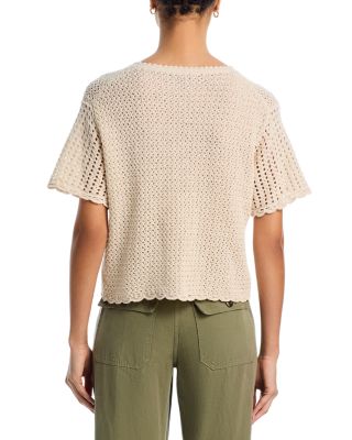 Khloe Short Sleeve Open Knit Sweater