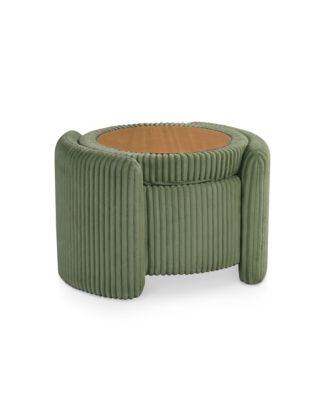Lyla Chenille Round Storage Ottoman with Reversible Cushion