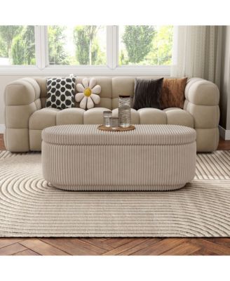 Lyla Chenille Oval Storage Bench