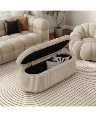 Lyla Chenille Oval Storage Bench