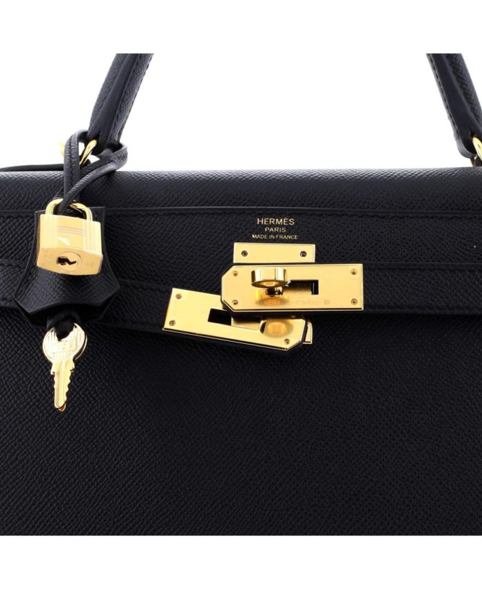 Kelly 28 Handbag Black Epsom with Gold Hardware