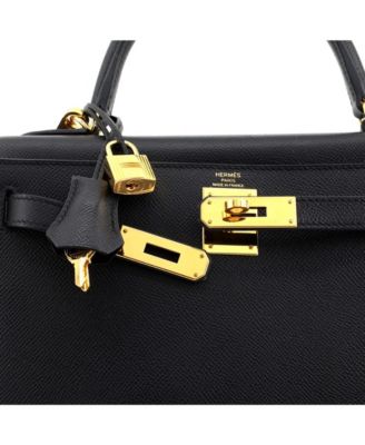 Kelly 28 Handbag Black Epsom with Gold Hardware
