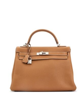 Pre-Owned HERMÈS - Kelly 32 Handbag Brown Togo with Palladium Hardware