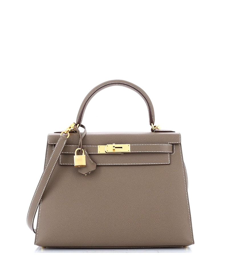 Pre-owned Pre-owned Hermes Hermes Kelly 28 Handbag Grey Epsom With Gold Hardware