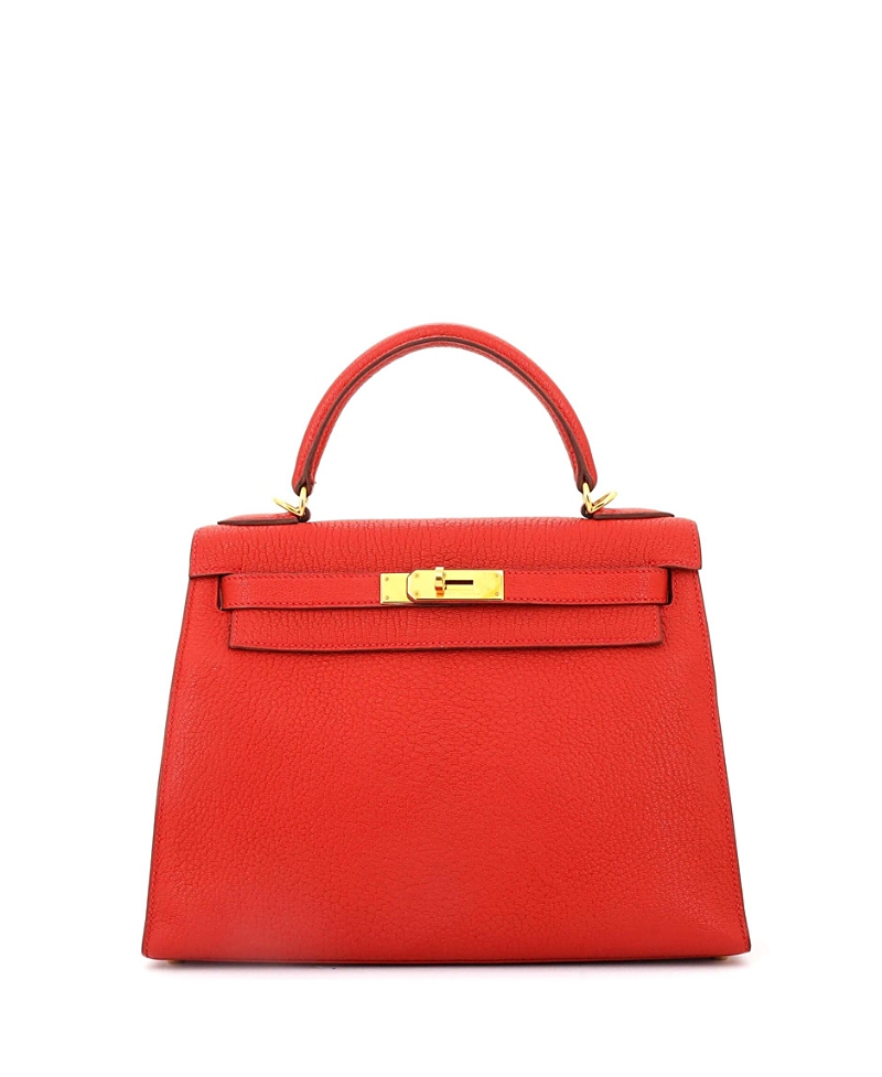 Pre-owned Pre-owned Hermes Hermes Kelly 28 Handbag Red Chevre De Coromandel With Gold Hardware