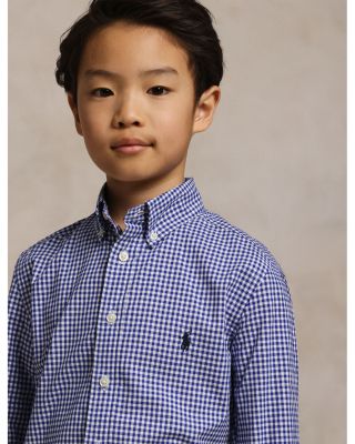 Boys' Gingham Cotton Poplin Shirt - Big Kid