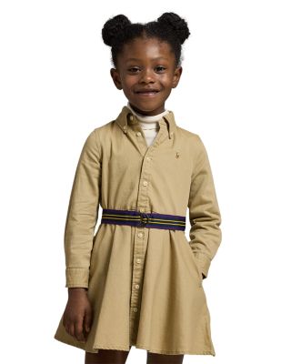 Girls' Chino Shirt Dress with Belt - Little Kid