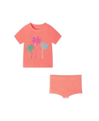 Andy & Evan - Girls' Tropical Charm Short Sleeve Rashguard Set - Little Kid, Big Kid