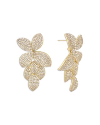 Pav&eacute; Leaf Drop Earrings
