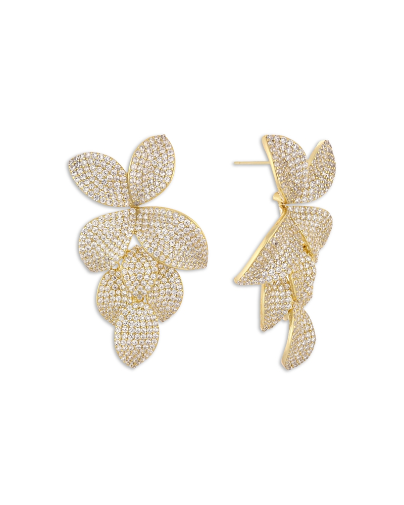 By Adina Eden Pave Leaf Drop Earrings