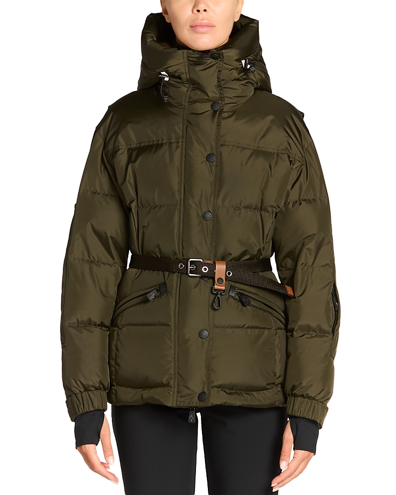 Moncler Salastrains Belted Padded Shell Jacket In Brown