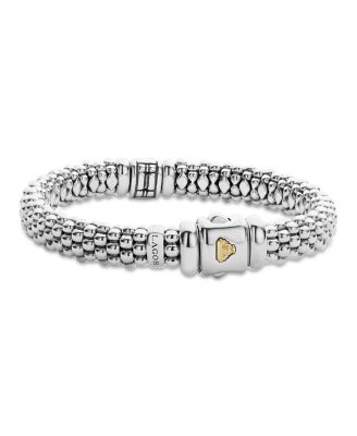18K Yellow Gold and Sterling Silver Caviar Rope Bracelet with Diamonds