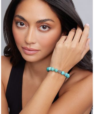 Caviar Ball Beaded Turquoise Bracelet, 10mm