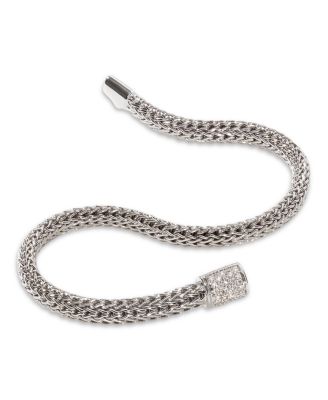 Classic Chain Sterling Silver Extra Small Bracelet with Diamond Pav&eacute;