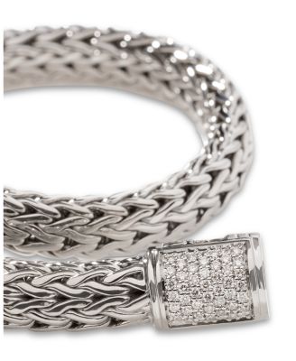 Classic Chain Sterling Silver Medium Bracelet with Diamond Pav&eacute;