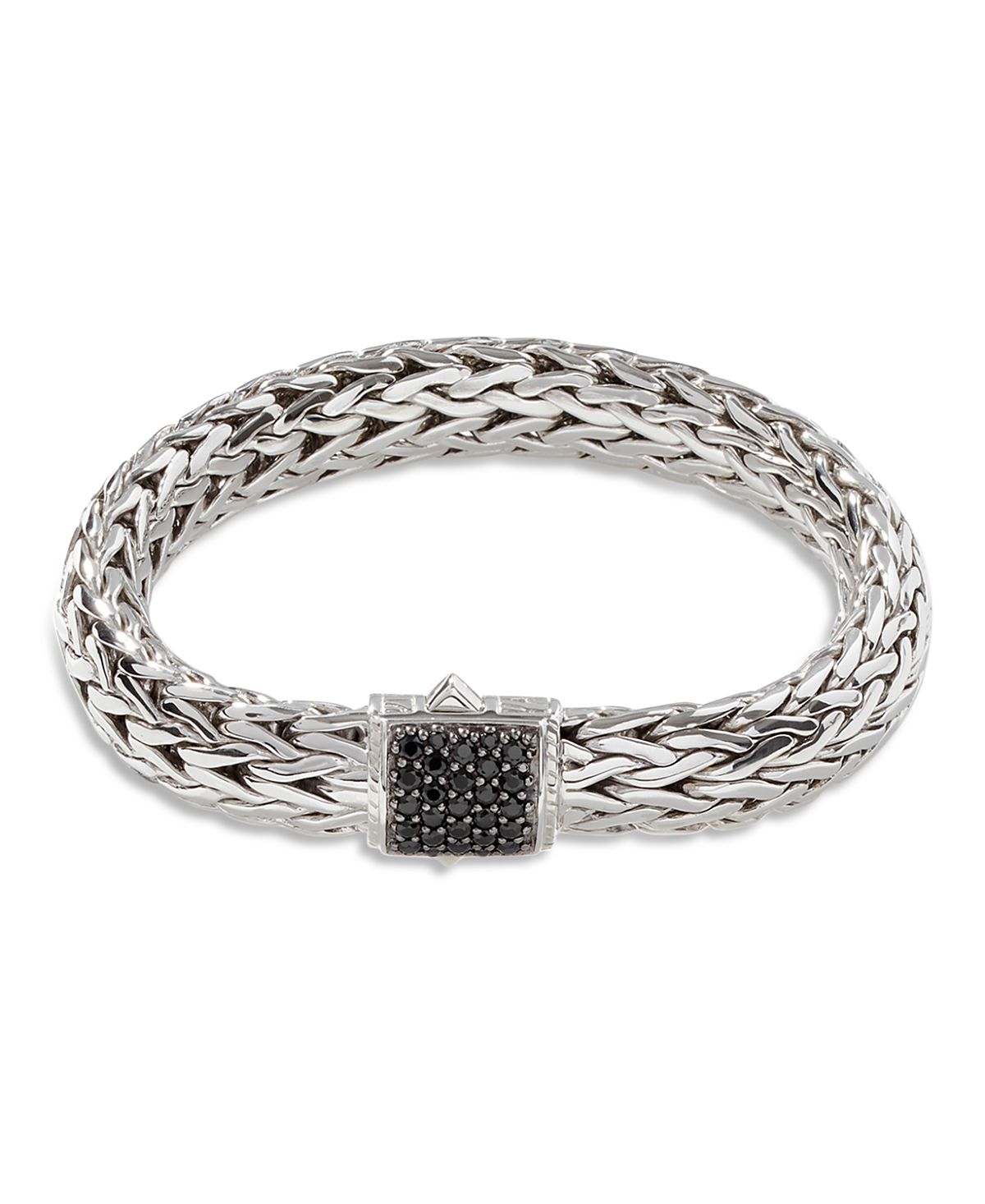 John Hardy Sterling Silver Icon Bracelet with Pave Black Sapphire, 10.5mm