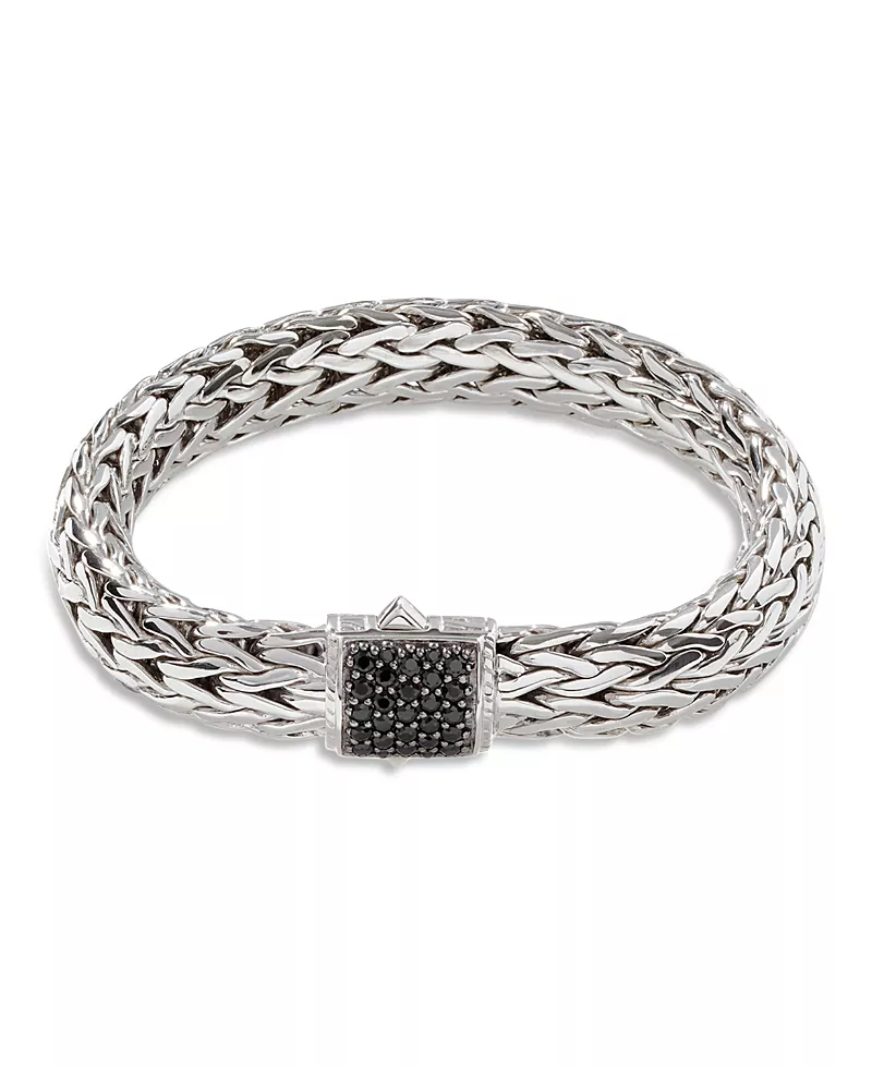 John Hardy Sterling Silver Icon Bracelet with Pave Black Sapphire, 10.5mm