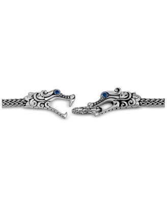 Sterling Silver Legends Naga Blue Sapphire Double Dragon Chain Bracelet