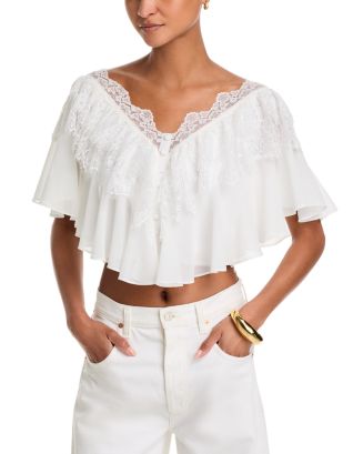 AQUA Lace Ruffle Top - Exclusive | Bloomingdale's AQUA Shop All 