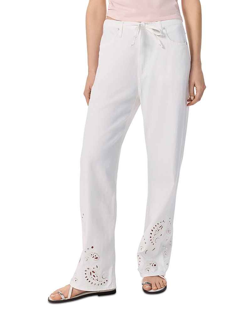 Rag & Bone Ultra Featherweight Phoebe High Rise Drawstring Jeans In White Eyelet