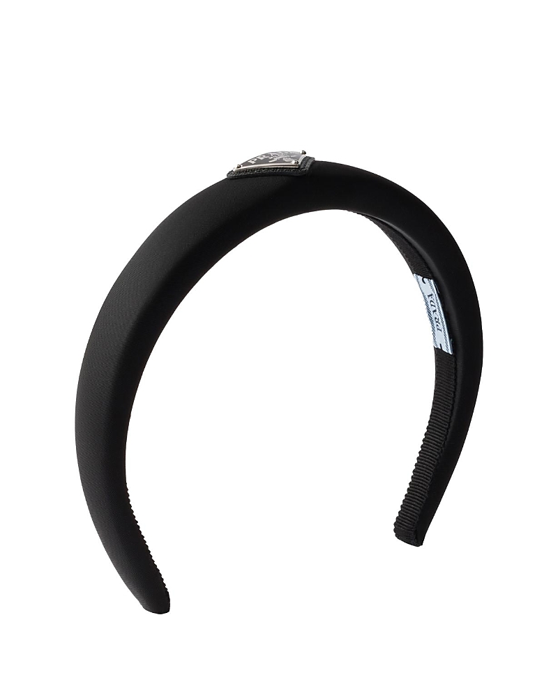 Prada Womens Black Triangle-logo Velvet Headband