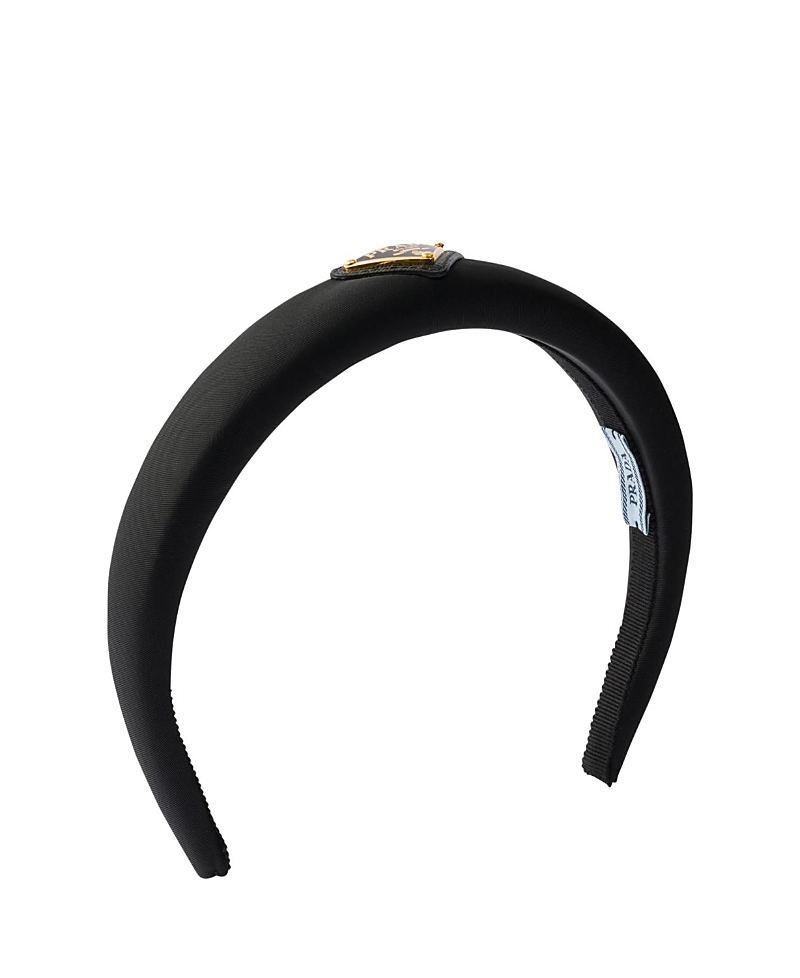 Prada Womens Black Triangle-logo Velvet Headband
